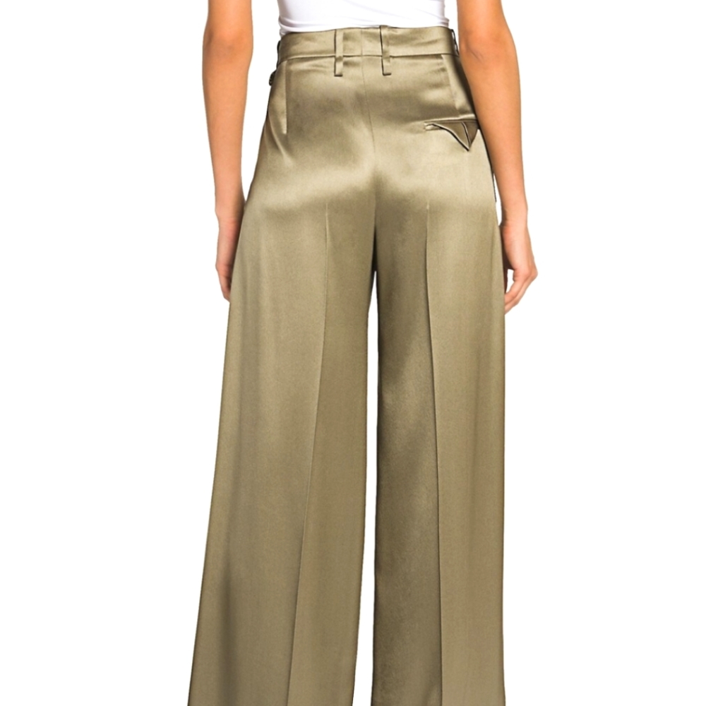 NWT$950 Bottega Veneta Pleat-Front Wide-Leg Pants